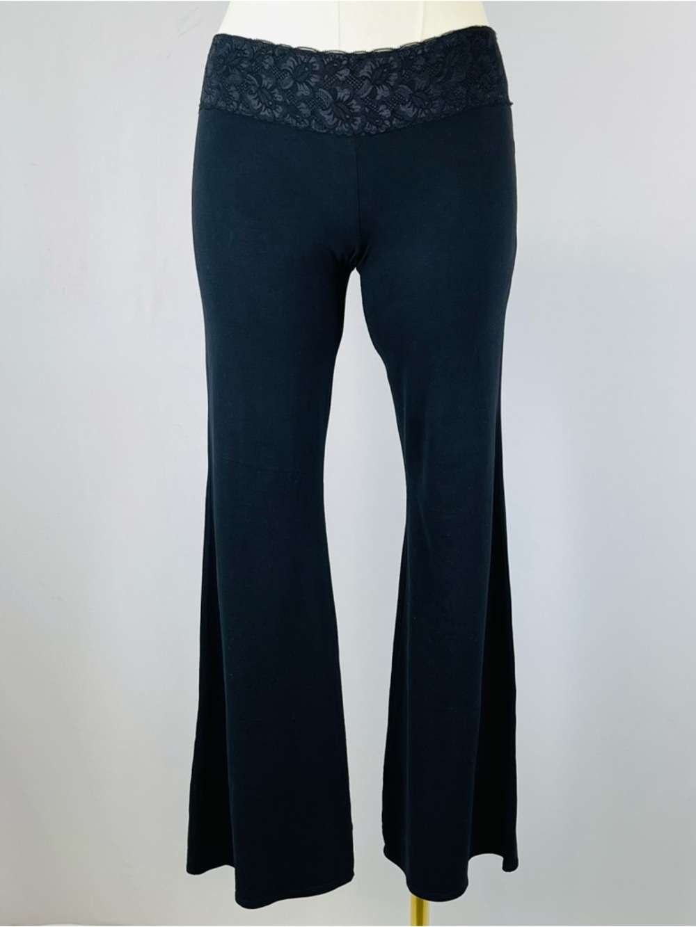 Express Black Flare Yoga Pants Lace Large | Wide Leg Lounge Athleisure L